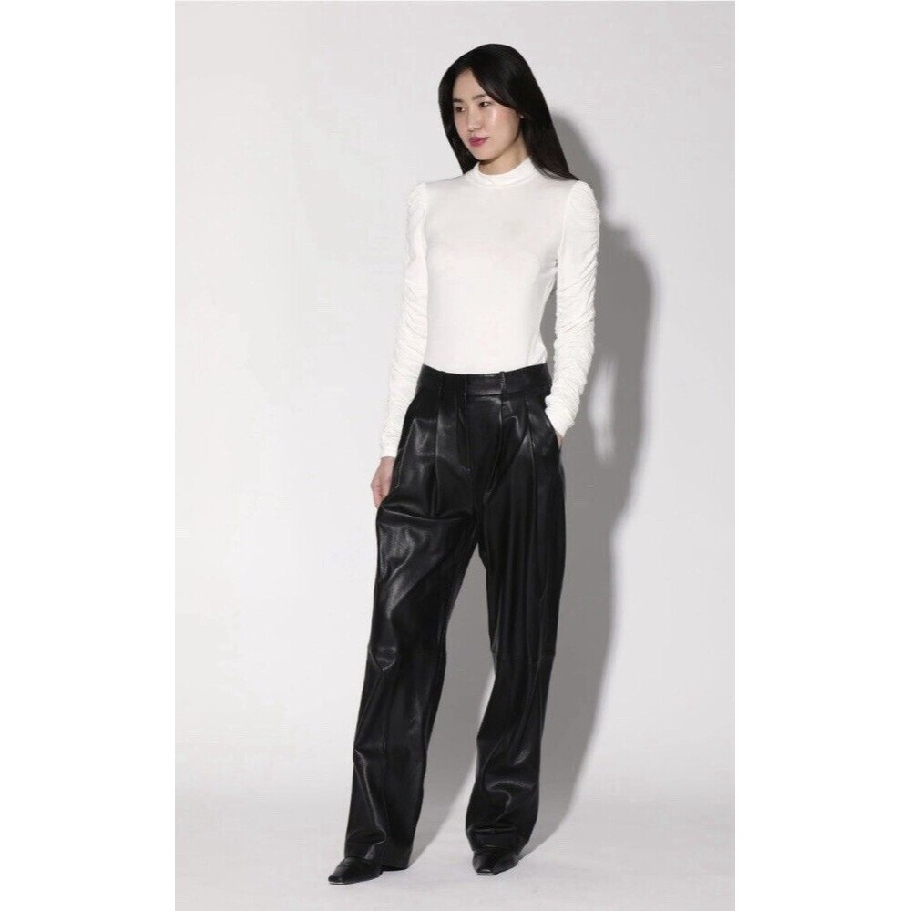 Walter Baker Luka Lamb Leather Black Wide Leg Slouchy Pants Size 4 NWT READ $750